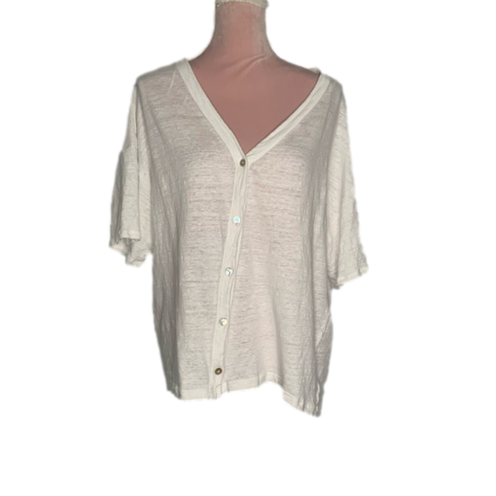 HALSTON 100% linen blouse.‎